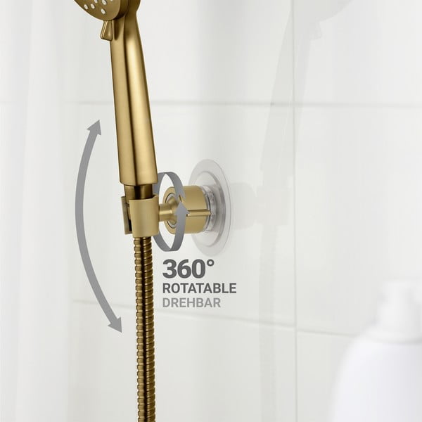 Plastový držák na sprchu bez vrtání ve zlaté barvě Libertà – Wenko-image-2