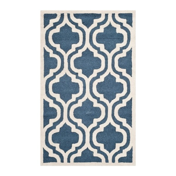 Modrý vlněný koberec Safavieh Lola, 91 x 152 cm
