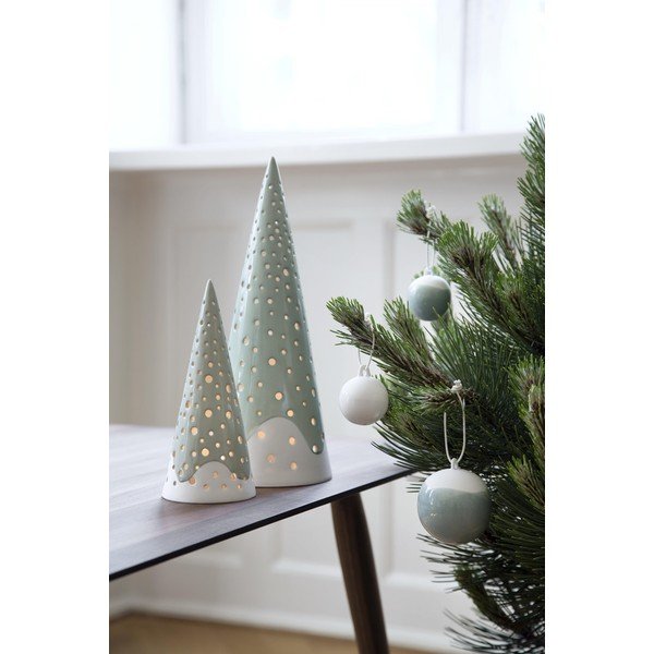 Sada 3 zelených vánočních ozdob na stromeček z kostního porcelánu Kähler Design Nobili-image-2