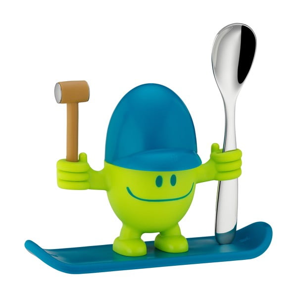 Modro-zelený stojánek na vajíčko s lžičkou WMF Cromargan® Mc Egg