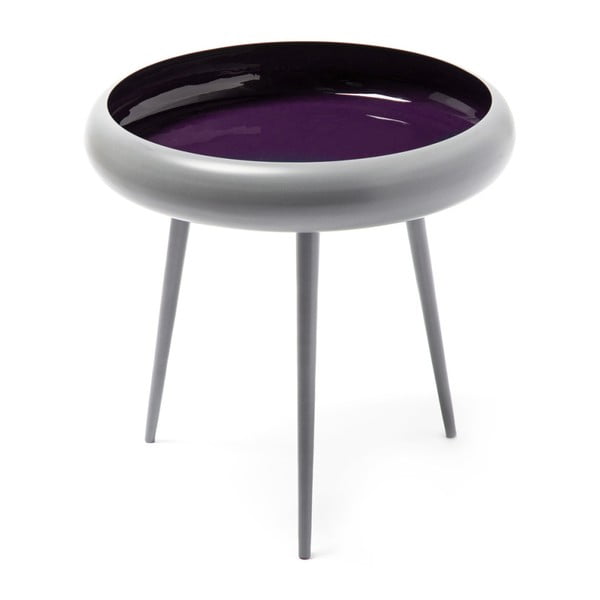 Šedo-fialový odkládací stolek 360 Living Vaiva, ⌀ 49 cm