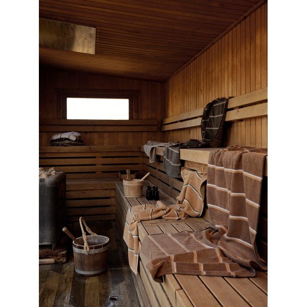 Hnědá/béžová bavlněná osuška 70x140 cm Sauna – Zone-image-1