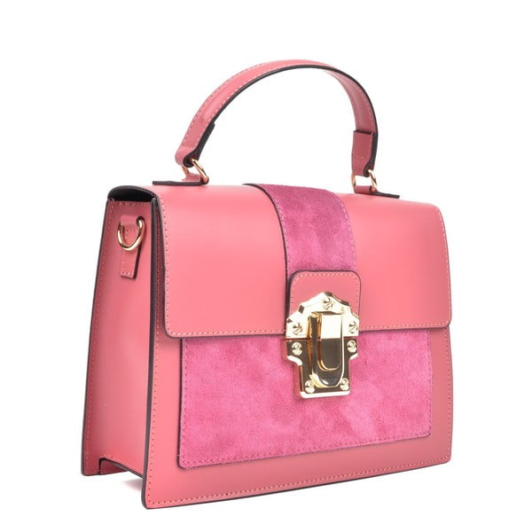 Růžová kožená kabelka Isabella Rhea, 22 x 27 cm-image-2