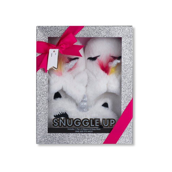 Set chlupatých pantoflí a masky na spaní Tri-Coastal Design Unicorn-image-1