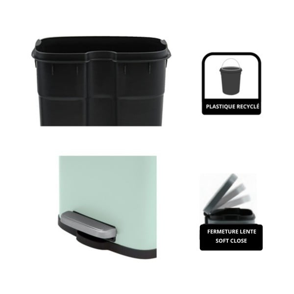 Nášlapný ocelový odpadkový koš v mentolové barvě 5 l   Akira – Spirella-image-2