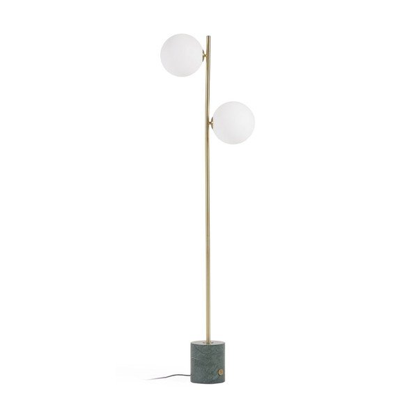 Stojací lampa v zeleno-zlaté barvě se skleněným stínidlem (výška 161 cm) Lonela – Kave Home