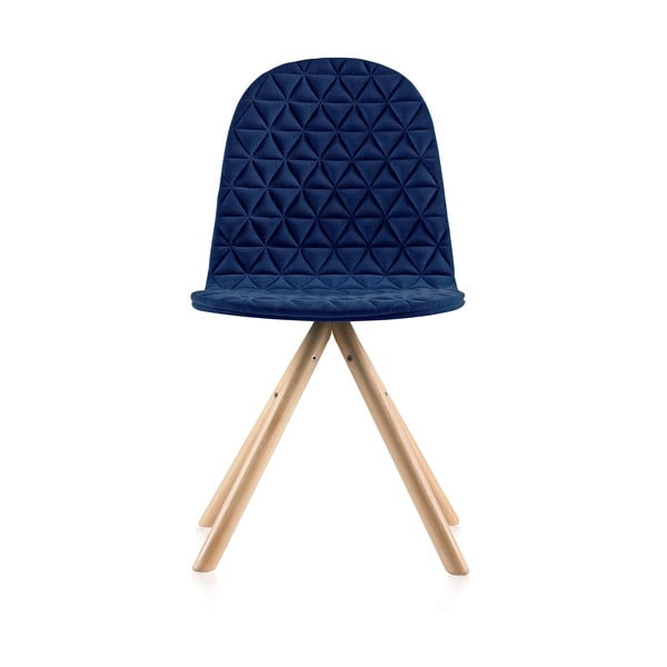 Tmavě modrá židle s přírodními nohami Iker Mannequin Triangle
