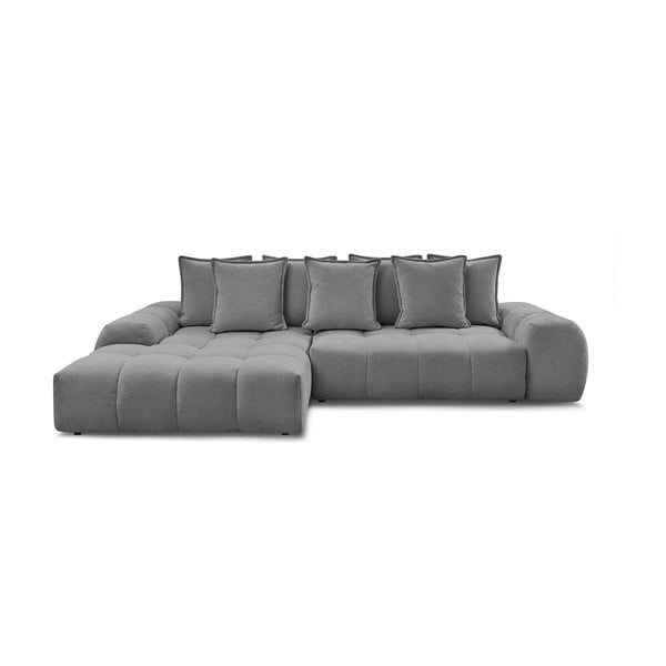 Tmavě šedá žinylková rozkládací/s úložným prostorem rohová pohovka (levý roh/s lenoškou) Everest – Bobochic Paris