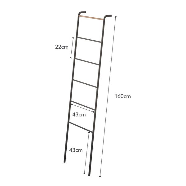 Černý dekorativní žebřík s detailem z bukového dřeva YAMAZAKI Tower Ladder-image-4