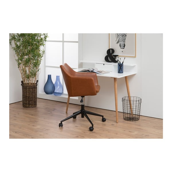 Hnědá kancelářská židle na kolečkách z umělé kůže Actona Nora-image-4