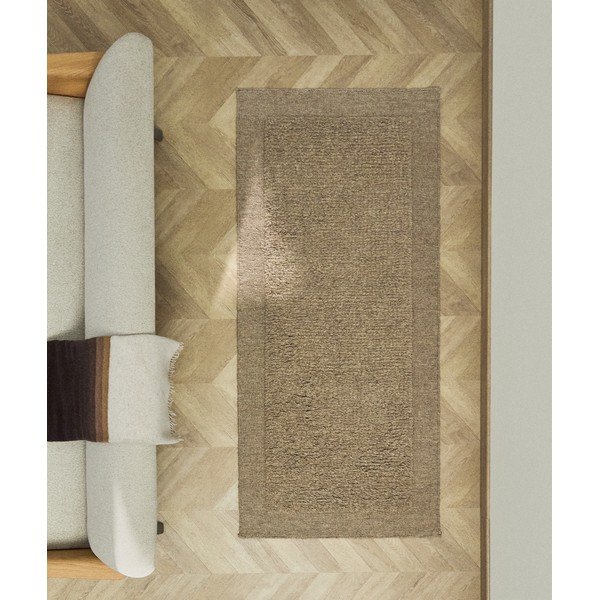 Béžový ručně tkaný vlněný běhoun 80x200 cm Marely – Kave Home-image-1