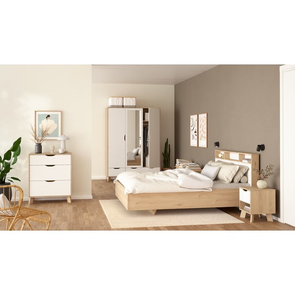 Bílý/v přírodní barvě noční stolek Ikast – Tvilum-image-2