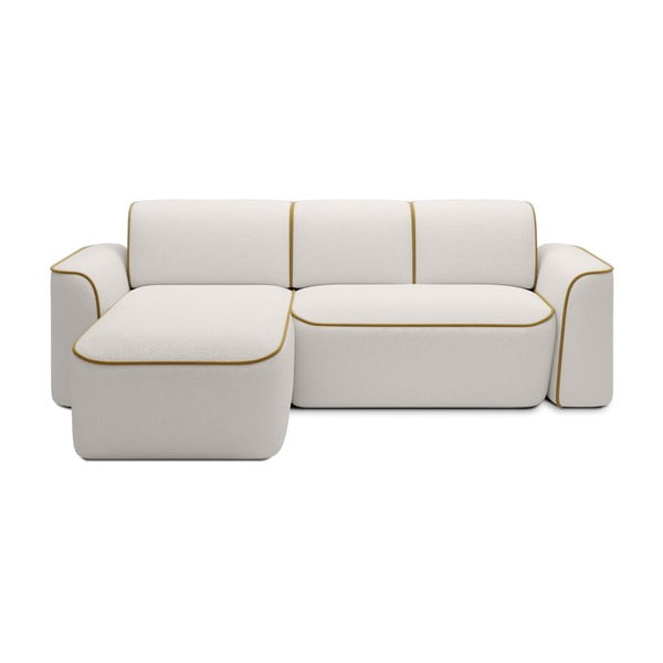 Žlutá/krémová rohová pohovka z textilie bouclé (levý roh/s lenoškou) Ume – ELTAP