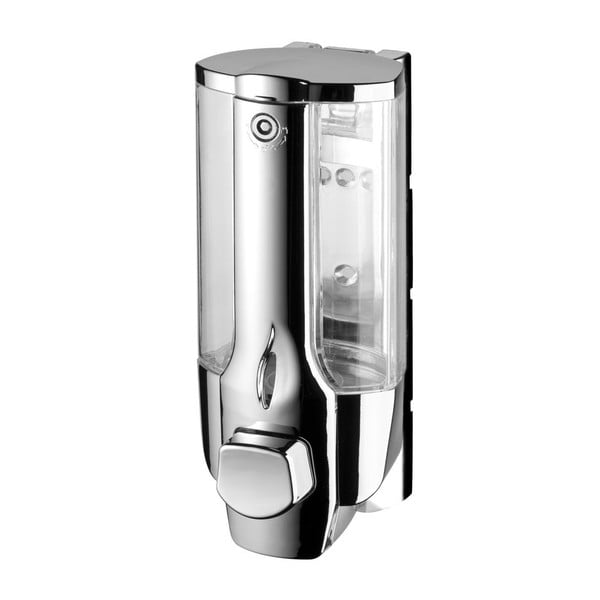 Nástěnný plastový dávkovač mýdla v leskle stříbrné barvě 350 ml Aqualine  – Sapho