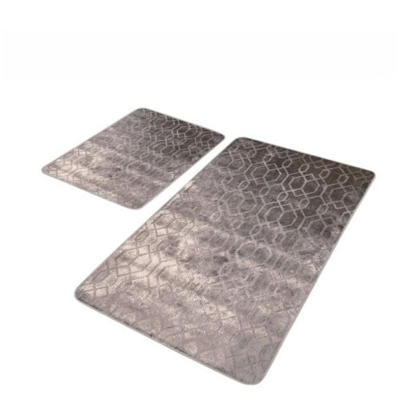 Šedé sametové koupelnové předložky v sadě 2 ks 60x100 cm – Mila Home