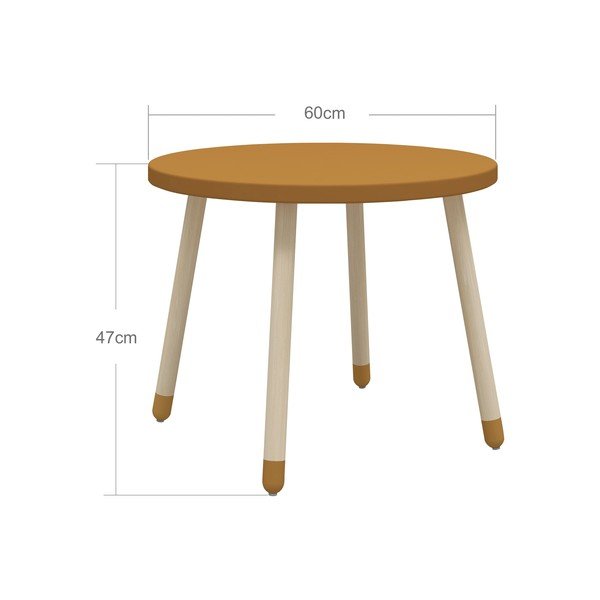 Hořčicový dětský stůl Flexa Dots, ø 60 cm-image-2