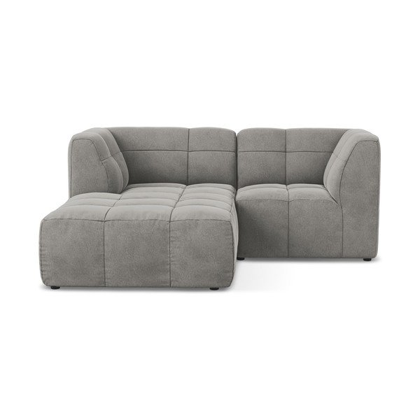 Šedá sametová rohová pohovka (levý roh/s lenoškou) Aloha – Makamii