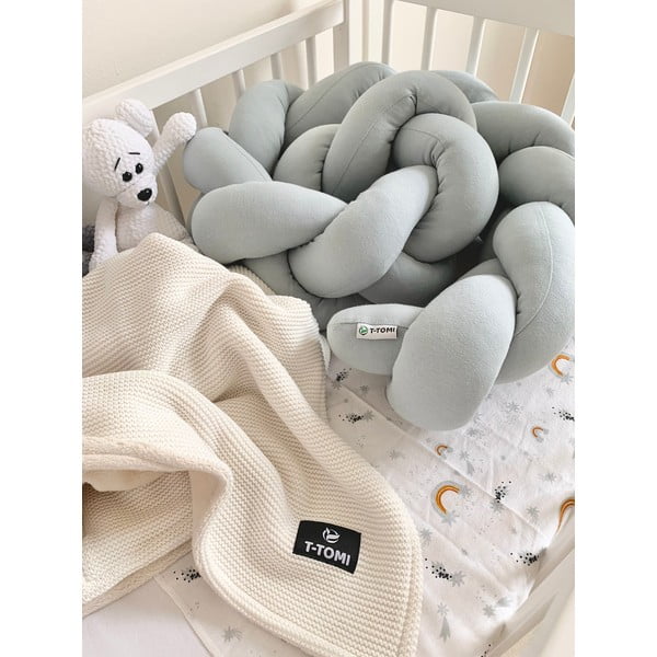 Šedý bavlněný pletený mantinel T-TOMI, délka 180 cm-image-1