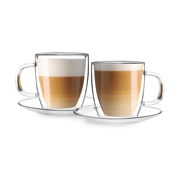 Sada 2 dvoustěnných skleněných šálků s podšálkem Vialli Design, 250 ml-image-2