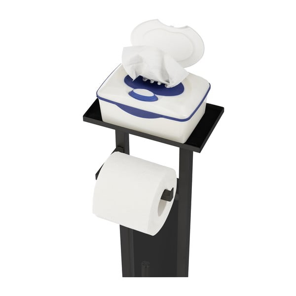 Černý stojan na toaletní papír se štětkou z nerezové oceli Debar – Wenko-image-3