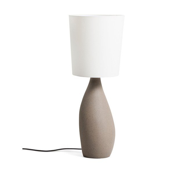 Bílá/světle šedá stolní lampa s textilním stínidlem (výška 77 cm) Viona – Kave Home
