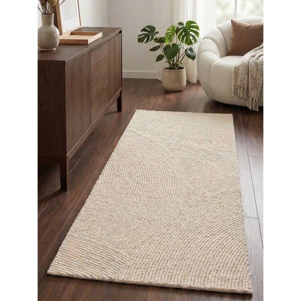 Ručně tkaný vlněný běhoun ve světle přírodní barvě 80x200 cm Calmio – Hanse Home-image-1