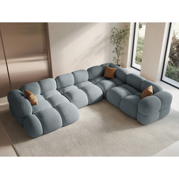 Světle modrá rohová pohovka (pravý roh/do "U") Loretto – Cosmopolitan Design-image-1