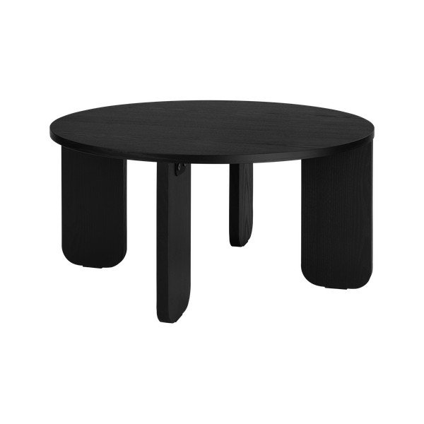 Černý kulatý konferenční stolek s deskou v dubovém dekoru ø 75 cm Kuvu – noo.ma