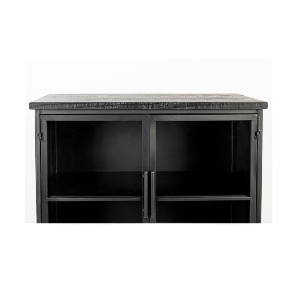 Černá kovová vitrína 35x133 cm Ferre – White Label-image-1