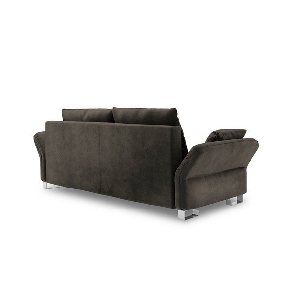 Tmavě hnědý třímístná rozkládací pohovka se sametovým potahem Windsor & Co Sofas Pyxis-image-3
