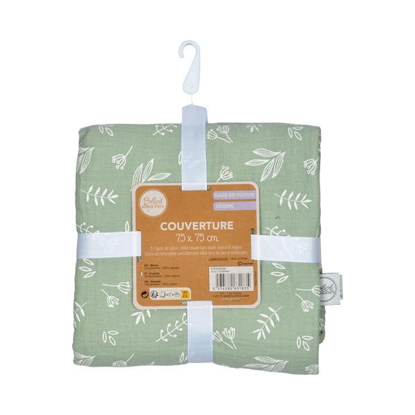 Zelená mušelínová dětská deka 75x75 cm – Bébé Douceur-image-3