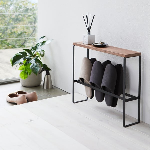 Kovový stojan na přezůvky v černo-přírodní barvě Tower – YAMAZAKI-image-3