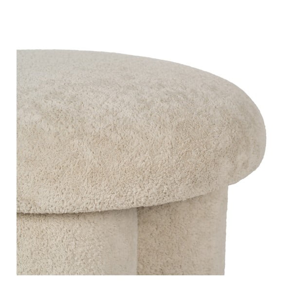 Béžový taburet z textilie bouclé – Ixia-image-2