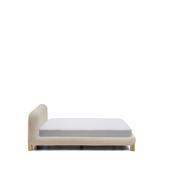 Béžová čalouněná dvoulůžková postel bez roštu 160x200 cm Odina – Kave Home-image-4