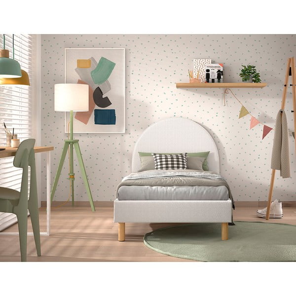 Bílá čalouněná jednolůžková postel s roštem 90x200 cm MOON – Vipack-image-3