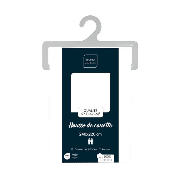 Bílý bavlněný povlak na peřinu na dvoulůžko/prodloužený 240x220 cm Lina – douceur d'intérieur-image-2