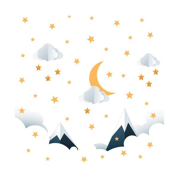 Dětská samolepka na zeď 90x60 cm Mountains in Stars and Clouds – Ambiance-image-2