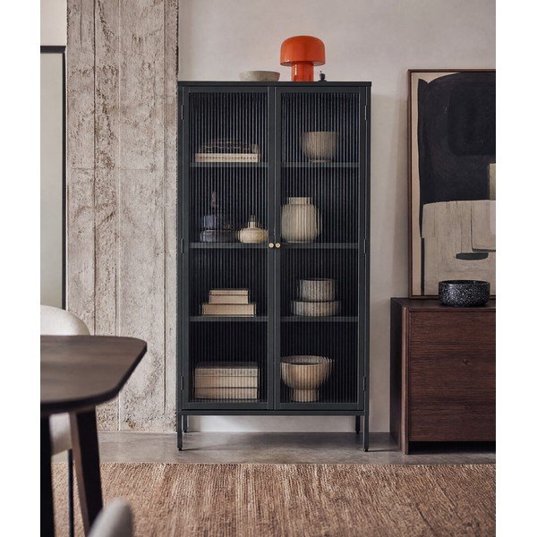 Tmavě zelená kovová vitrína 90x190 cm Bronco – Unique Furniture-image-3