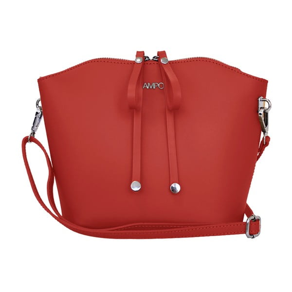 Červená kožená kabelka Lampoo Marulo
