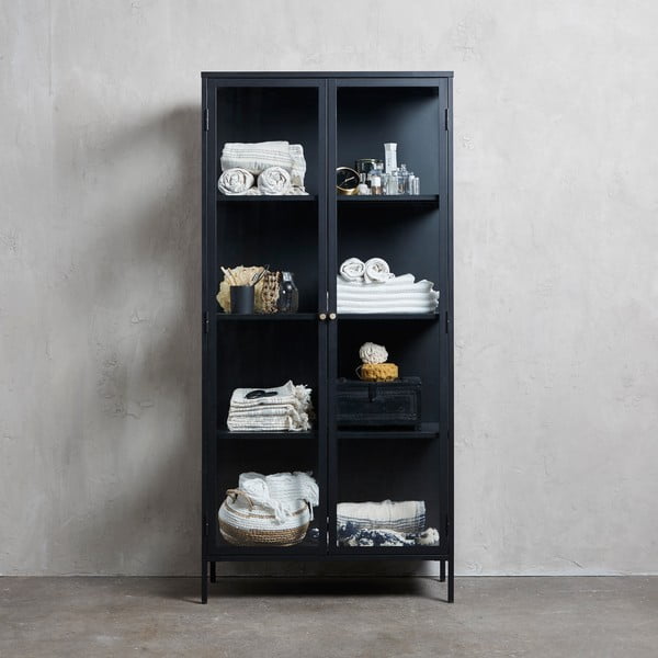Černá kovová vitrína 90x190 cm Carmel – Unique Furniture-image-4