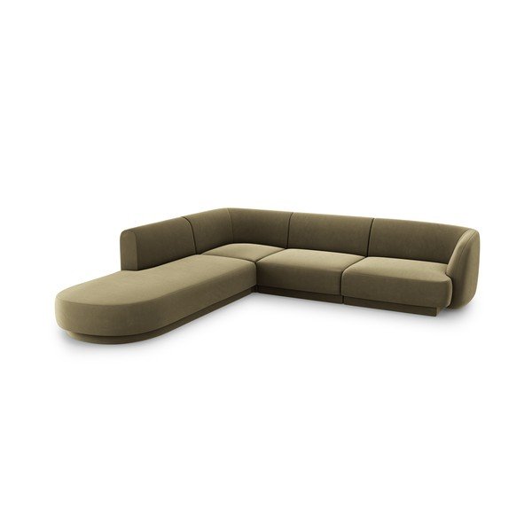 Zelená sametová rohová pohovka (levý roh) Miley  – Micadoni Home-image-3