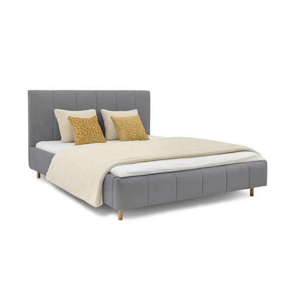 Šedá čalouněná dvoulůžková postel s roštem 180x200 cm Zee – Scandic-image-1