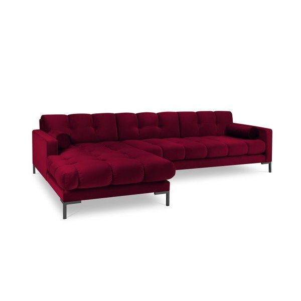 Červená sametová rohová pohovka Cosmopolitan Design Bali, levý roh-image-2