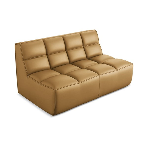 Koňakově hnědý modul pohovky z imitace kůže Kalai – Makamii-image-2