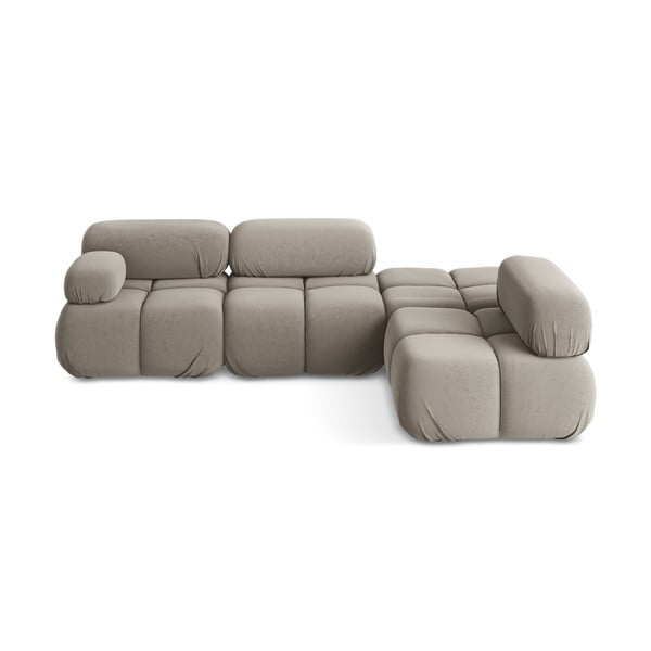 Béžová sametová modulární rohová pohovka (pravý roh) Lokua – Makamii