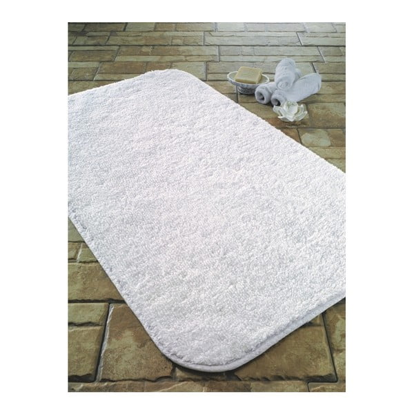 Bílá bavlněná koupelnová předložka z bavlny Confetti Calypso, 67 x 100 cm