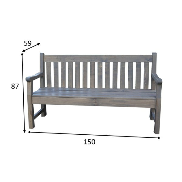Šedá dřevěná zahradní lavice London - Rojaplast-image-2