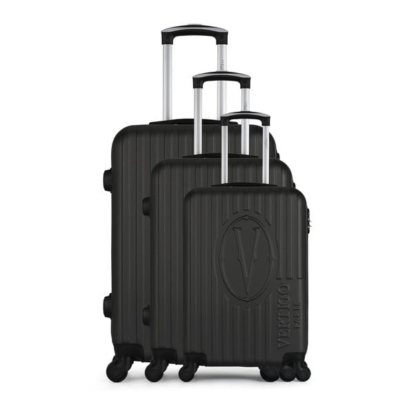 Sada 3 tmavě šedých cestovních kufrů na kolečkách VERTIGO Cadenas Integre Roues