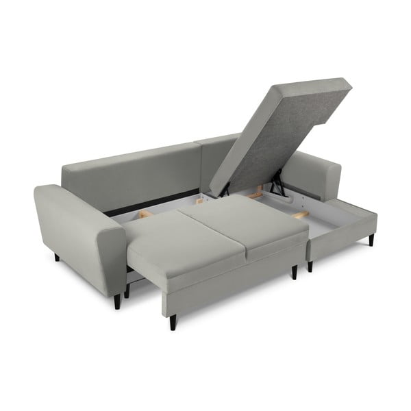 Světle šedá manšestrová rozkládací/s úložným prostorem rohová pohovka (pravý roh/s lenoškou) Kyoto – Cosmopolitan Design-image-3