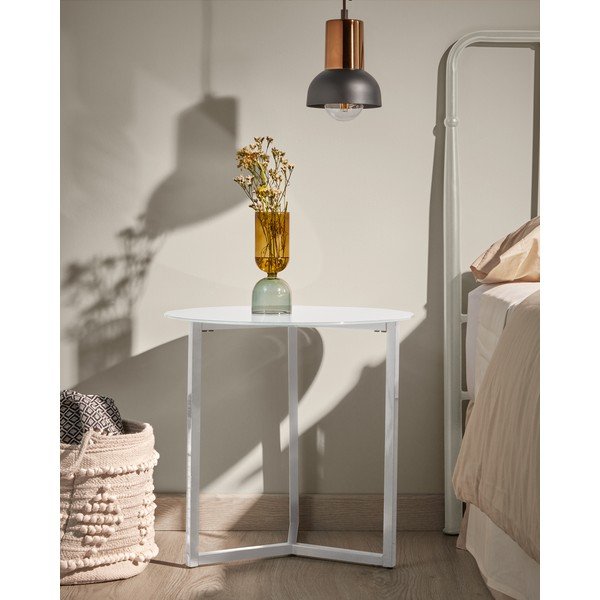 Bílý odkládací stolek Kave Home Marae, ⌀ 50 cm-image-2